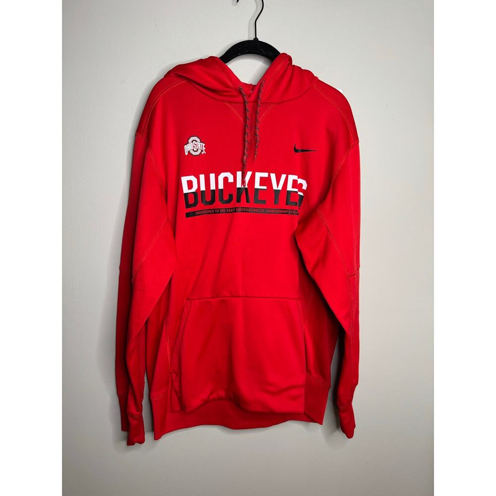 Nike Ohio State OSU Buckeyes Men’s Red Black Active Hoodie Sweatshirt Size Large